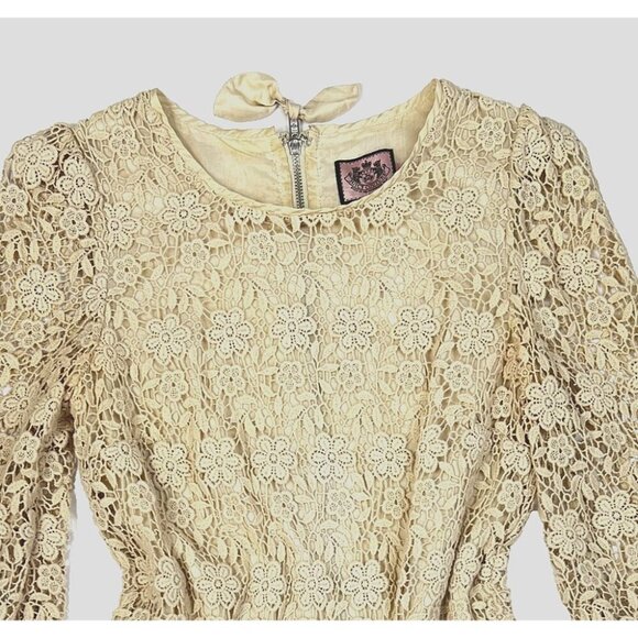 Juicy Couture Dress Ivory Grace Crochet Lace Puff Sleeve – Size 4 – Day to Eveni - Picture 3 of 3